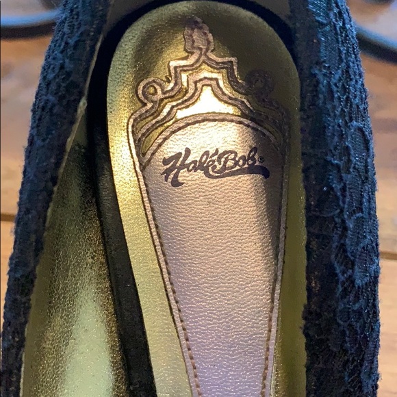 Hale Bob black peep toe lace heels - Picture 3 of 4